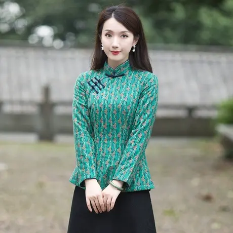 筠雅唐装棉服女中国风中式棉袄女款古装盘扣上衣复古棉衣加厚茶服商品大图