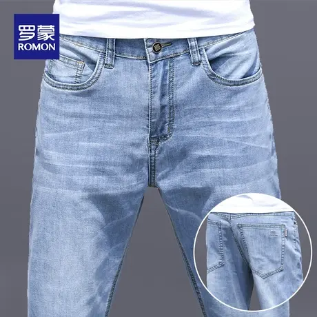 罗蒙九分牛仔裤男夏季薄款时尚潮流百搭休闲裤男修身小脚9分裤子图片
