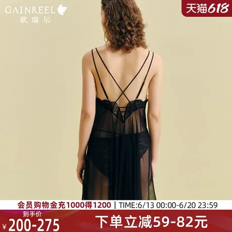 歌瑞尔性感美背吊带睡裙2025年夏新款透视纯欲蕾丝睡袍柔软家居服图片