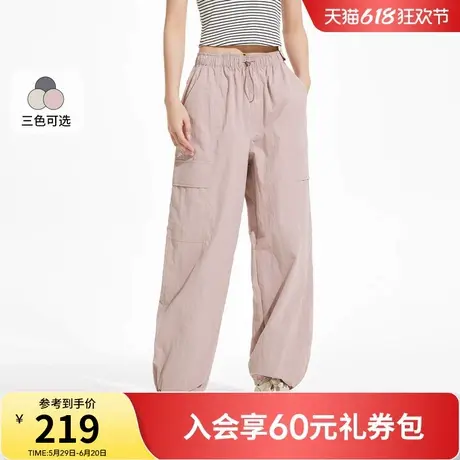 热风女士工装裤2025年夏季新款简约工装裤户外运动风直筒休闲长裤商品大图