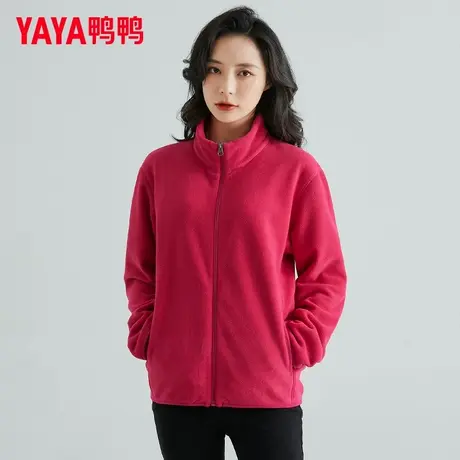 鸭鸭中老年外套女短装摇粒绒抓绒上衣2024年奶奶卫衣妈妈开衫大码商品大图