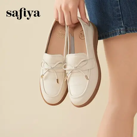 Safiya索菲娅休闲防滑平底一脚蹬头层牛皮真皮经典百搭浅口单鞋女图片