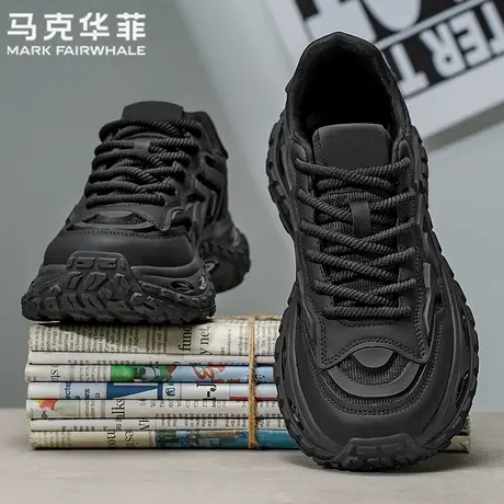 马克华菲正品机甲老爹鞋男休闲软底跑步薄款透气运动百搭纯黑潮鞋商品大图