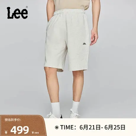 Lee商场同款25春夏新品舒适版松紧腰刺绣小Logo燕麦灰男休闲短裤商品大图