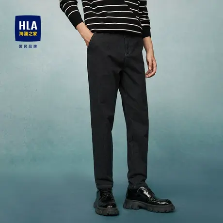 HLA/海澜之家宽松小脚牛仔裤23秋季新款休闲弹力斜插袋系带裤子男商品大图