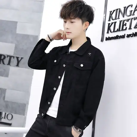 男士夏天牛仔夹克男装韩版潮流破洞上衣服春秋季薄款潮牌休闲外套商品大图