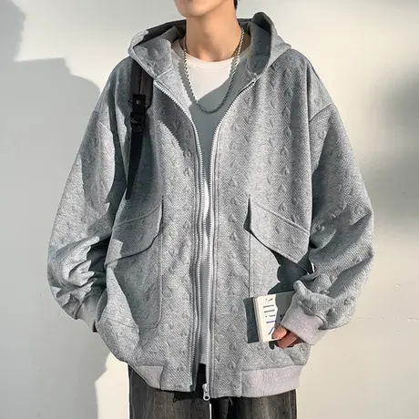 连帽卫衣男士春秋季新款拉链开衫美式夹克潮流ins休闲青少年外套商品大图