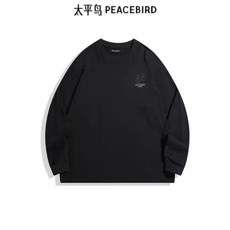 【商场同款】太平鸟男装T恤阔版后背满印宽松长袖 B2CPE4184商品大图