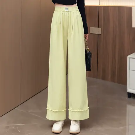 阔腿裤女2025夏季新款松紧高腰宽松休闲裤减龄百搭显瘦直筒长裤子商品大图