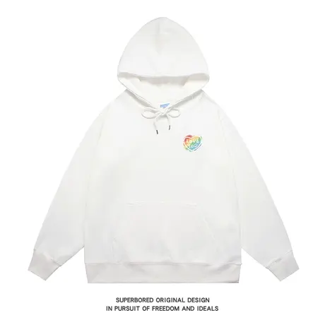 潮流简约LOVE YOU爱心印花连帽卫衣男秋冬宽松休闲情侣装上衣帽衫商品大图