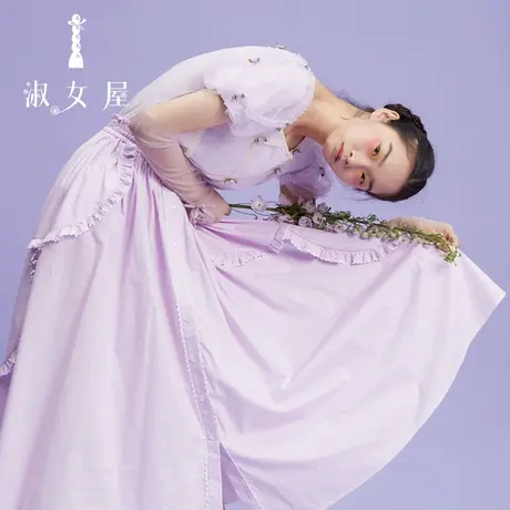 淑女屋官方旗舰店立体花朵装饰仙女的t恤。2女2023新款仙女上衣商品大图