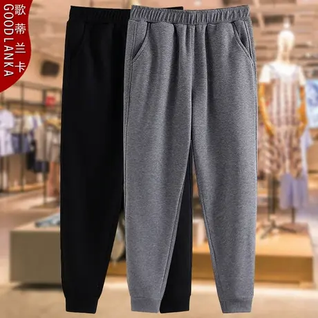 加肥加大码中年妈妈秋冬运动裤子宽松显瘦时尚束脚加绒休闲卫裤女商品大图