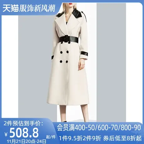 气质女神范双排扣收腰毛呢外套女冬2022新款赫本风过膝呢子大衣潮图片