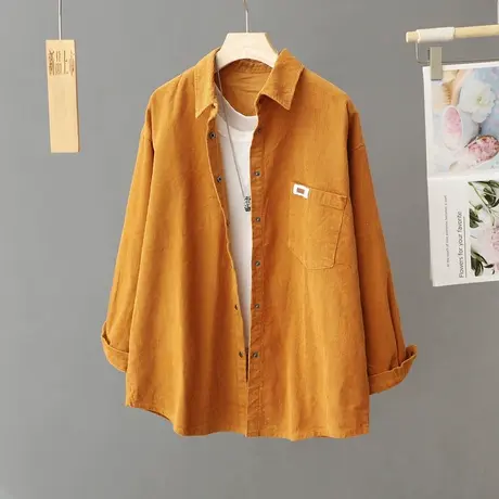 慵懒风灯芯绒衬衫外套女2023新款秋冬设计感坑条外搭宽松衬衣上衣图片