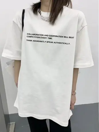 印花短袖t恤女夏2023新款白色设计感上衣服潮港味质感体恤宽松ins商品大图