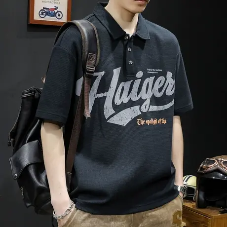 珠地POLO衫男重磅短袖t恤男士半袖潮牌大码2024新款男装体恤夏季商品大图