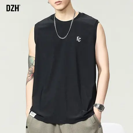 男士夏季无袖t恤男速干冰丝背心男款外穿坎肩显肌肉健身运动上衣商品大图