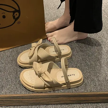 两穿凉鞋女夏外穿2023年新款ins潮配裙子厚底仙女风罗马沙滩拖鞋商品大图