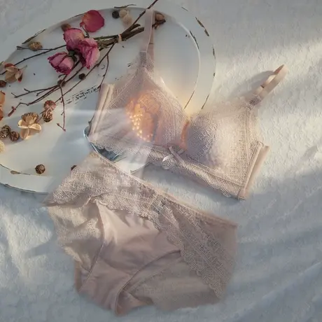 内衣女春夏薄款聚拢调整型收副乳大胸显小上托透气无钢圈文胸套装商品大图