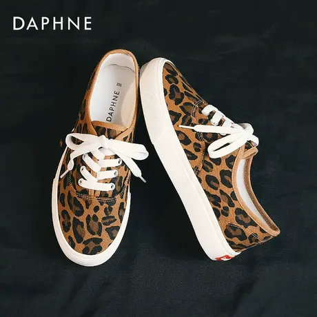 达芙妮帆布鞋女夏季透气豹纹鞋子女秋季单鞋2022年新款低休闲板鞋商品大图