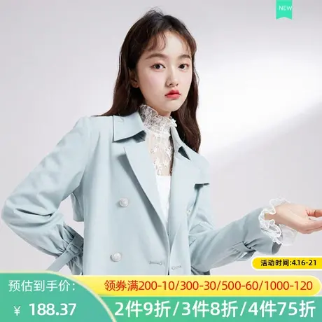 秋水伊人春秋女士风衣外套宽松收腰显瘦纽扣大衣Q774图片