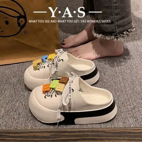 包头洞洞鞋女款2024夏季外穿可爱卡通厚底踩屎感护士沙滩凉拖鞋潮商品大图