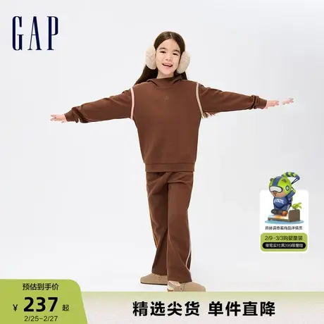 Gap女童春秋LOGO洋气撞色拼接运动连帽衫儿童装运动卫衣889722商品大图
