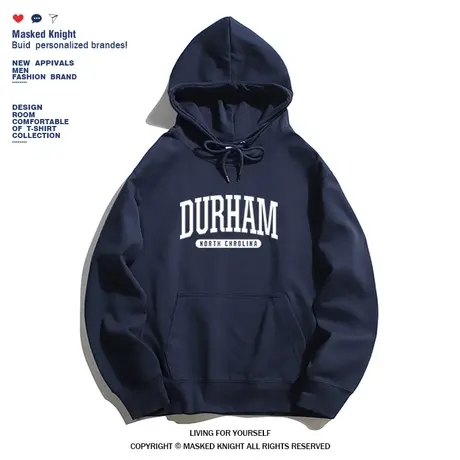 2023秋冬季美式复古潮牌字母印花卫衣男连帽宽松休闲套头加绒帽衫图片