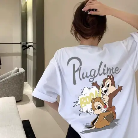 韩系爆款纯棉短袖正肩t恤女夏装休闲宽松大码半袖设计感百搭衣服商品大图