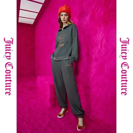 Juicy Couture橘滋秋女女装年款飞马行空刺绣半开襟连帽卫衣商品大图