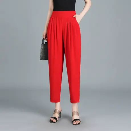 气质妈妈穿哈伦裤女夏季2023新款大码宽松遮肉休闲萝卜裤时尚长裤商品大图