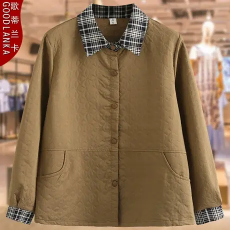 加肥加大码中年胖妈妈秋装夹克女200斤宽松撞色拼接翻领休闲外套商品大图