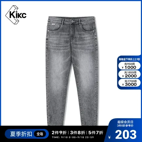 kikc牛仔裤男ins潮流弹力夏季2022年新款修身小脚休闲男士长裤子图片