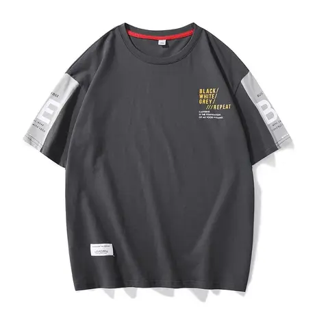 夏季薄款印花圆领五分半袖男士短袖T恤纯棉内搭打底衫情侣装男装商品大图