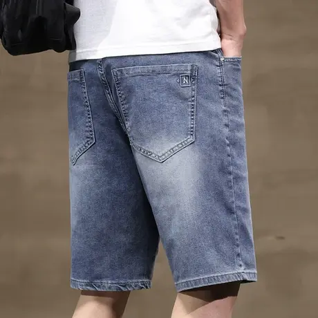 夏季薄款休闲半身牛仔短裤男士夏天五分马裤中裤男裤子4分裤外穿商品大图