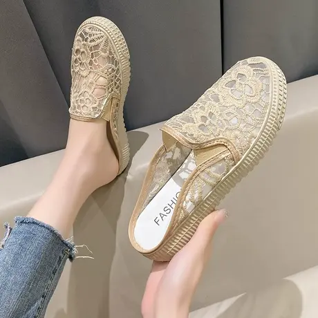 2023新款渔夫鞋女春夏无后跟厚底懒人小香风包头半拖鞋女外穿凉拖商品大图