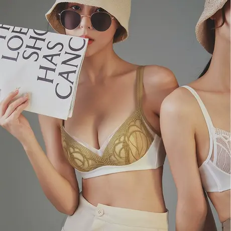 内衣女夏季薄款小胸聚拢无钢圈兔耳朵杯超薄款收副乳防下垂文胸罩商品大图