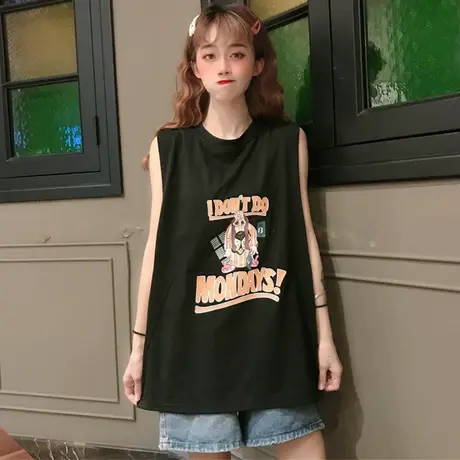 mschf泫雅吊带运动背心无袖t恤女夏外穿学生篮球服宽松bf风上衣潮图片