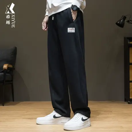 春秋直筒运动裤卫裤男宽松大码加肥胖子春季加绒长裤男士休闲裤子商品大图