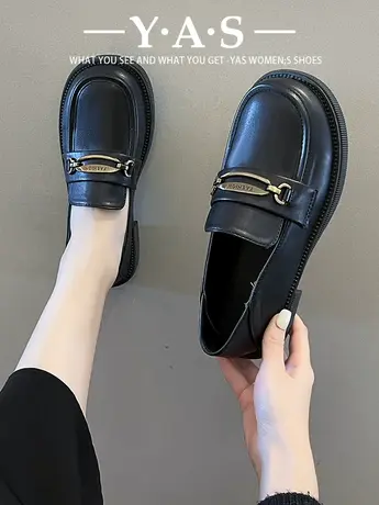 厚底小皮鞋女2024春季新款英伦复古法式玛丽珍黑色增高乐福鞋潮图片