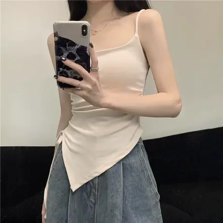 白色辣妹背心小吊带女夏季工字内搭美式性感短款外穿纯欲打底上衣图片