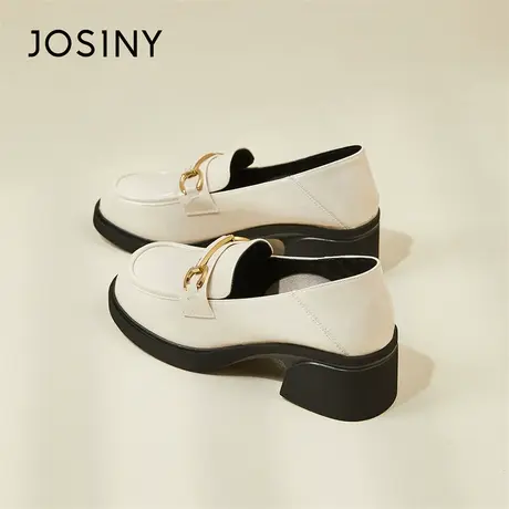 Josiny/卓诗尼厚底乐福鞋女款2024新款春季英伦风小皮鞋粗跟单鞋商品大图