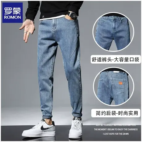 罗蒙新款潮流百搭修身男士牛仔裤棉质微弹直筒牛仔裤男图片