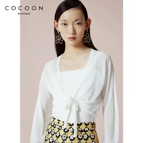 COCOON商场同款时尚百搭木耳边小吊带2023夏新款女设计感吊带图片