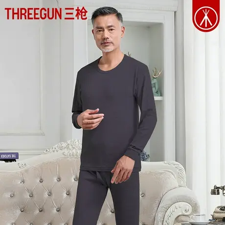 三枪中老年纯棉内衣2024年秋冬100%棉男保暖套装薄款男款秋衣秋裤商品大图