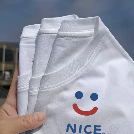 秀洛nice笑脸打底衫半袖衣服情侣装宽松痛衣 夏季纯棉短袖T恤商品大图