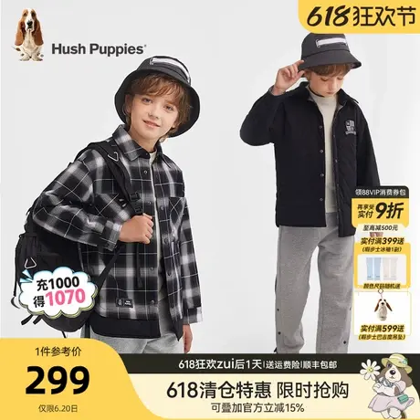 [双面可穿]暇步士童装男童夹棉衬衣秋冬新款大童休闲儿童格纹衬衫商品大图