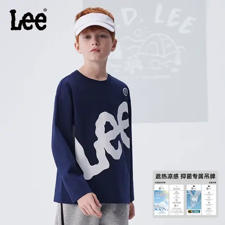 Lee儿童长袖T恤2025春季新款男童女童吸汗打底衫拼接上衣中大童图片