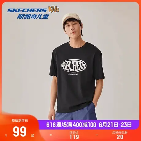 Skechers斯凯奇宽松圆领夏季透气短袖T恤衫男女同款户外运动上衣商品大图