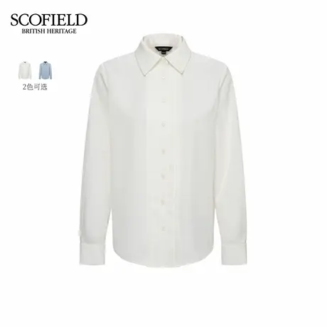 Scofield女装简约都市光泽感缎面衬衫塔克压褶衬衣2025秋季新品图片